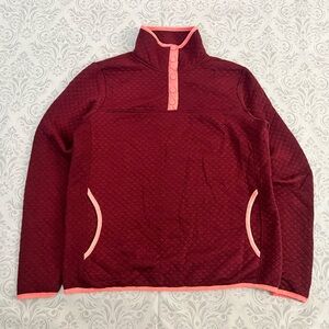 Vintage Y2K JNY Jones New York Quilted Fleece Pullover M Maroon